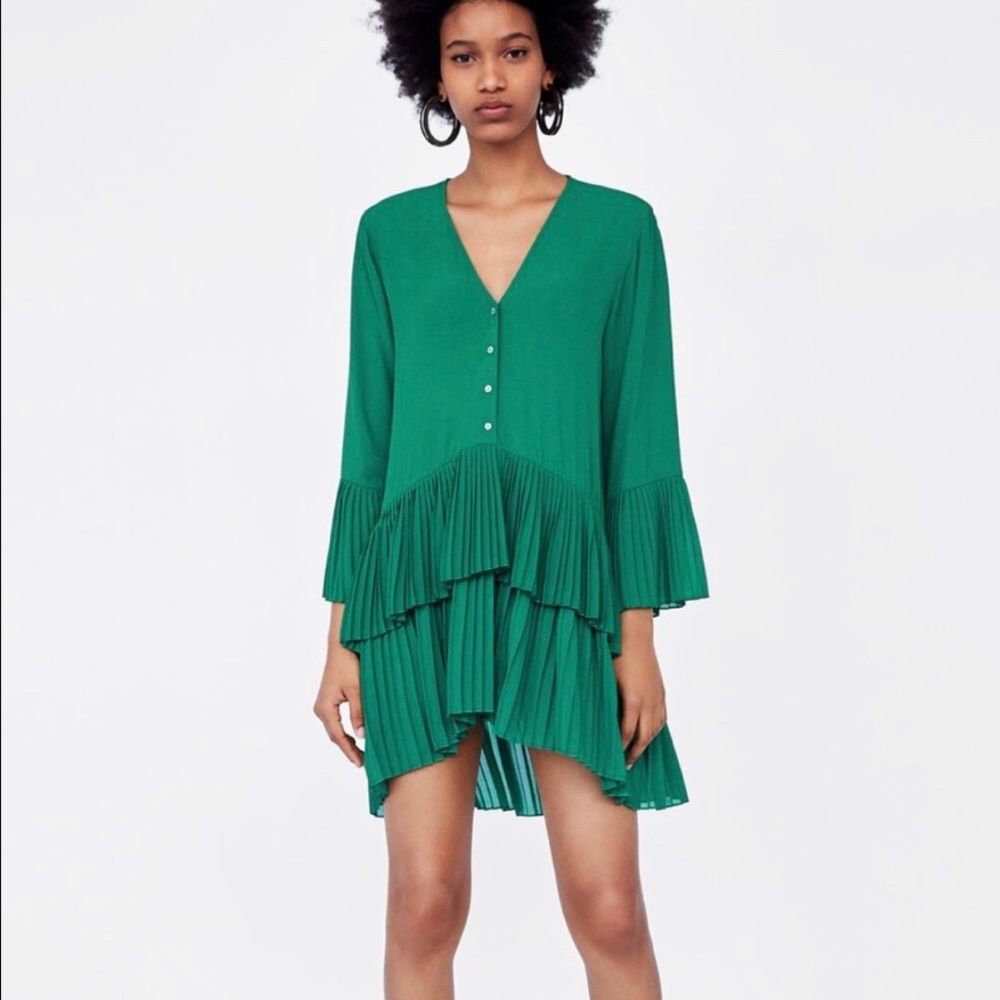 Emerald Pleated Blouse/Dress